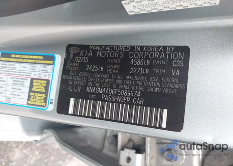 2015 Kia Optima Hybrid z USA, uszkodzony, nr VIN KNAGM4AD6F5089674